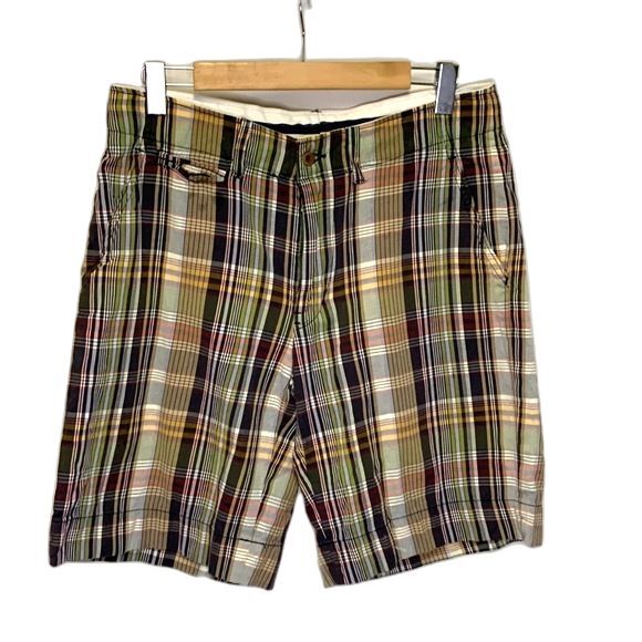 Polo Ralph Lauren Multicolored Plaid Flat Front 10" Inseam Bermuda Shorts Sz 32 - Picture 1 of 15